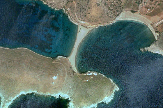 Δορυφορικές φωτογραφίες της Κύθνου. Από το google maps.